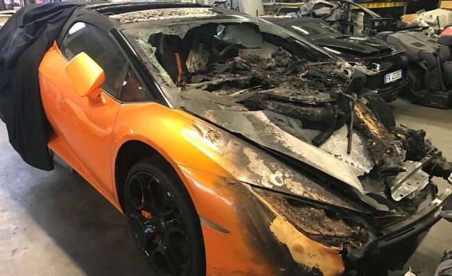Lamborghini Huracán Spyder quemado en venta Lamborghini Huracán Spyder quemado en venta