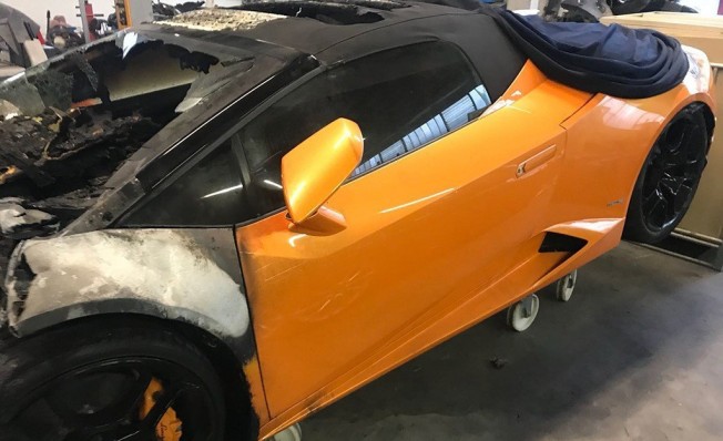 Lamborghini Huracán Spyder quemado en venta Lamborghini Huracán Spyder quemado en venta